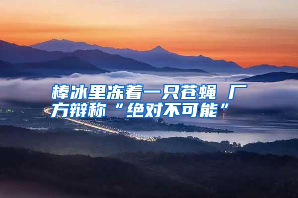 棒冰里凍著一只蒼蠅 廠方辯稱“絕對(duì)不可能”