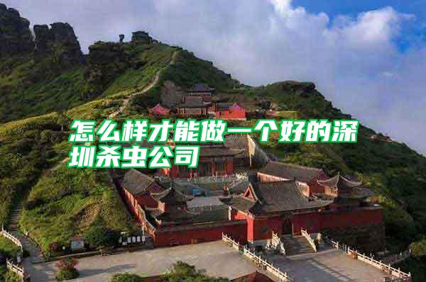 怎么樣才能做一個(gè)好的深圳殺蟲(chóng)公司