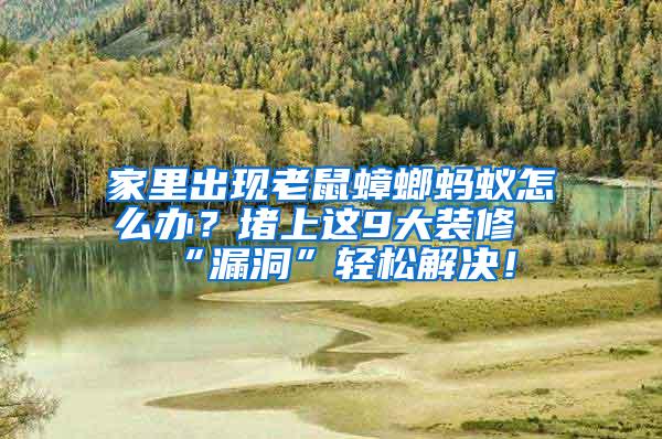 家里出現(xiàn)老鼠蟑螂螞蟻怎么辦？堵上這9大裝修“漏洞”輕松解決！